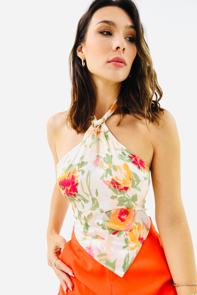 In Bloom Satin Knotted Halter